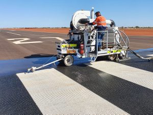 SGA team painting lines over grooving at Wodgina Aerodrome